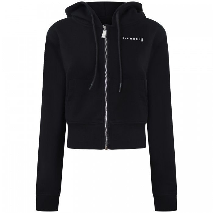 Felpa nera con zip per donna