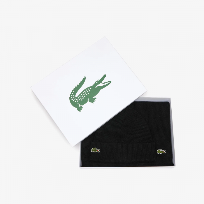 Set sciarpa e cappello nero con mini...