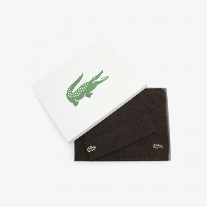 Set sciarpa e cappello marrone con...