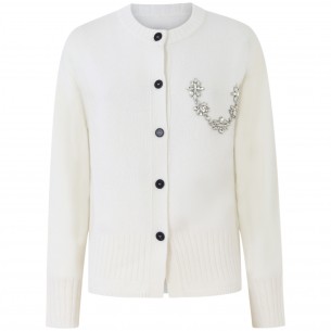 Cardigan bianco con pietre...