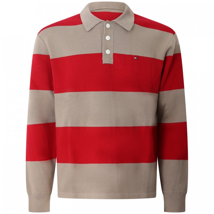 Maglione con fantasia beige/rosso per...