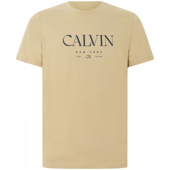 T-shirt beige con logo per uomo