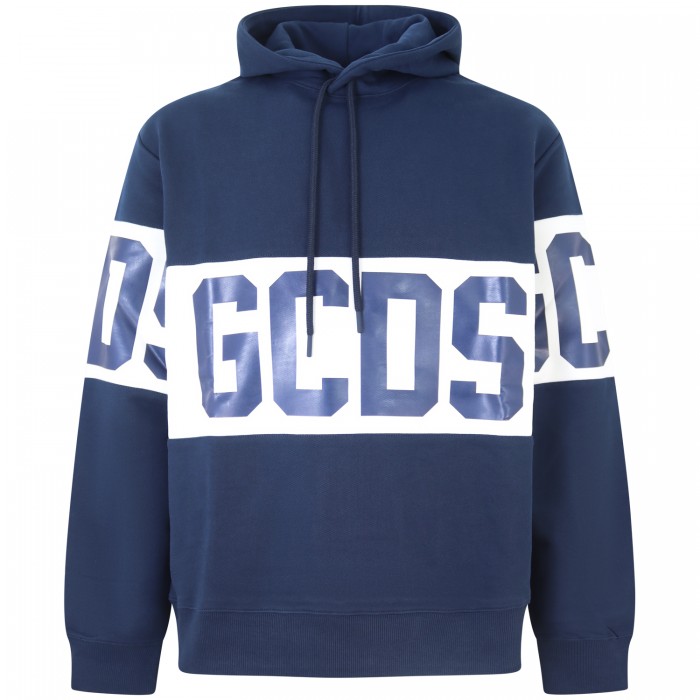 Felpa blu con maxi logo per uomo