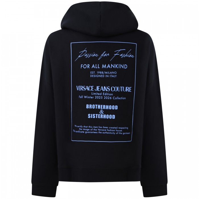 Felpa nera  con logo blu per uomo