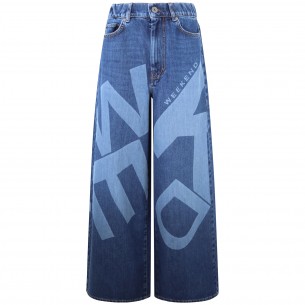 Jeans blu logato per donna