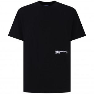 T-shirt nera con stampa per...