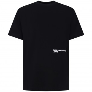 T-shirt nera con stampa per...