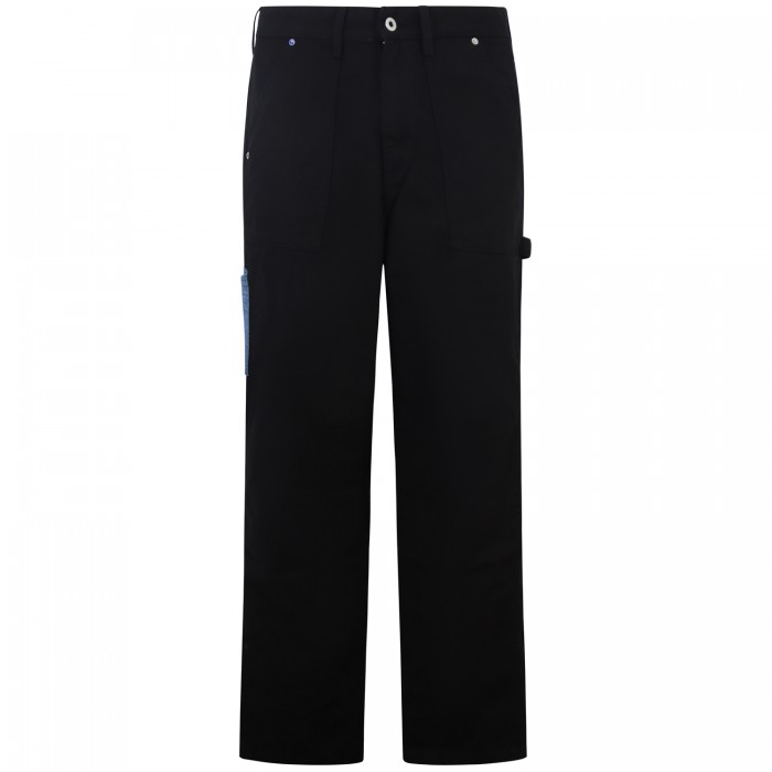Pantalone nero con patch in denim per...