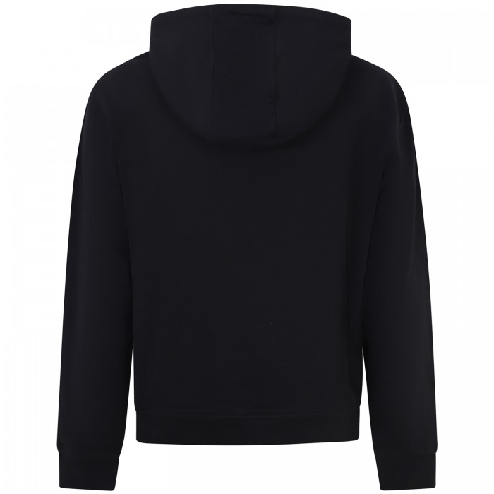 Felpa nera con patch in denim per uomo