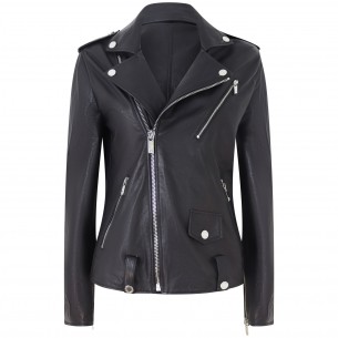 Giubbotto nero di pelle per...