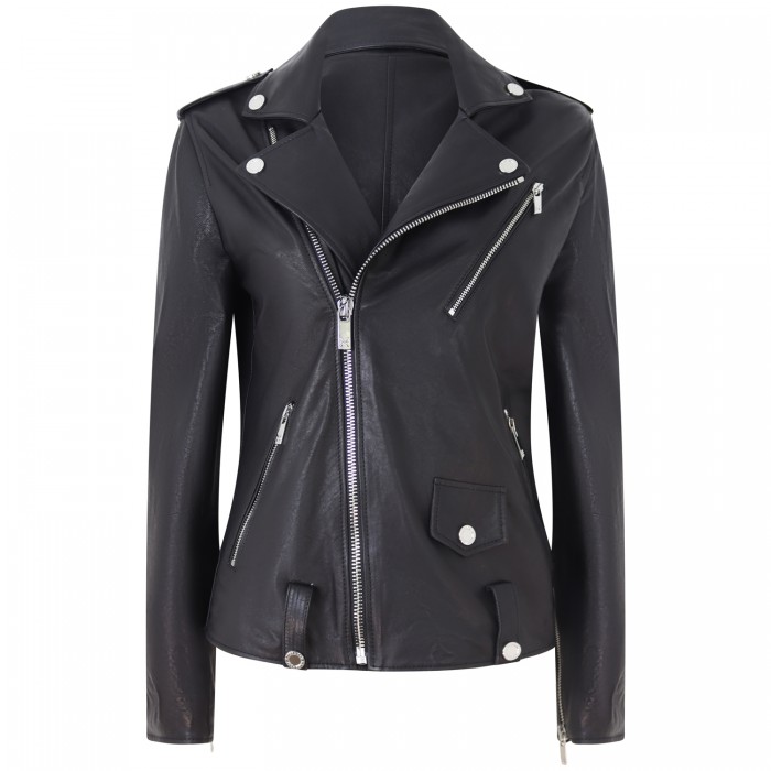 Giubbotto nero di pelle per donna