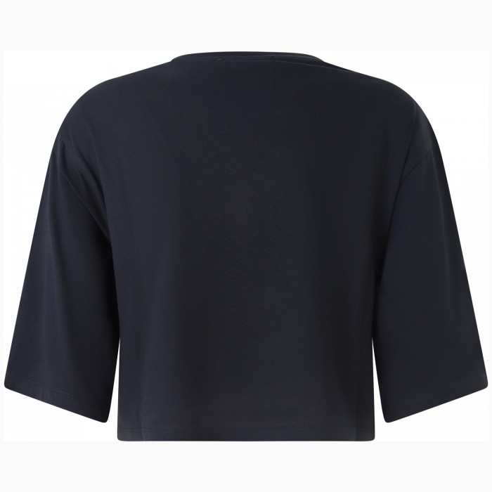 T-shirt nera con logo per donna