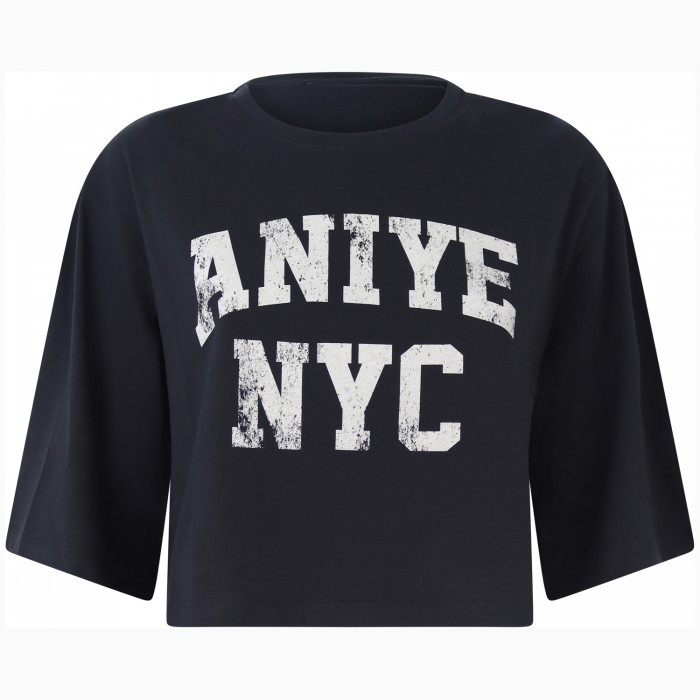 T-shirt nera con logo per donna