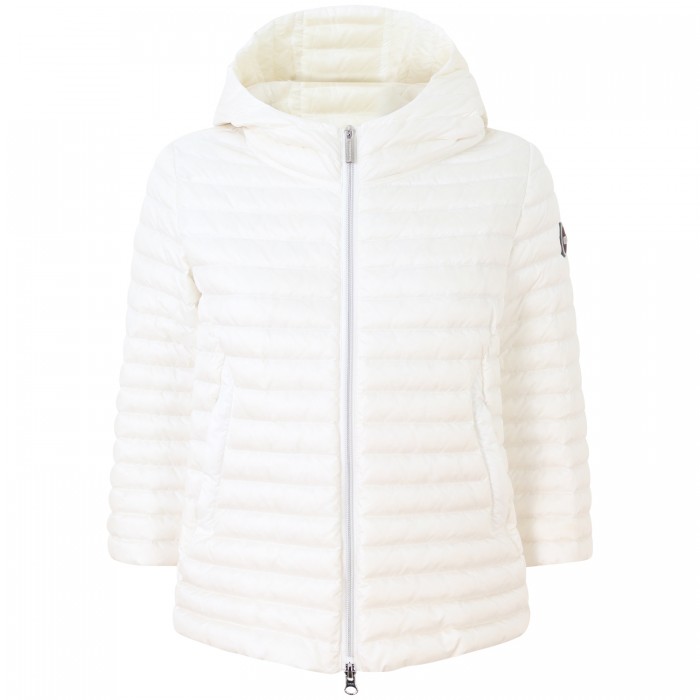 Piumino bianco con cappuccio per donna