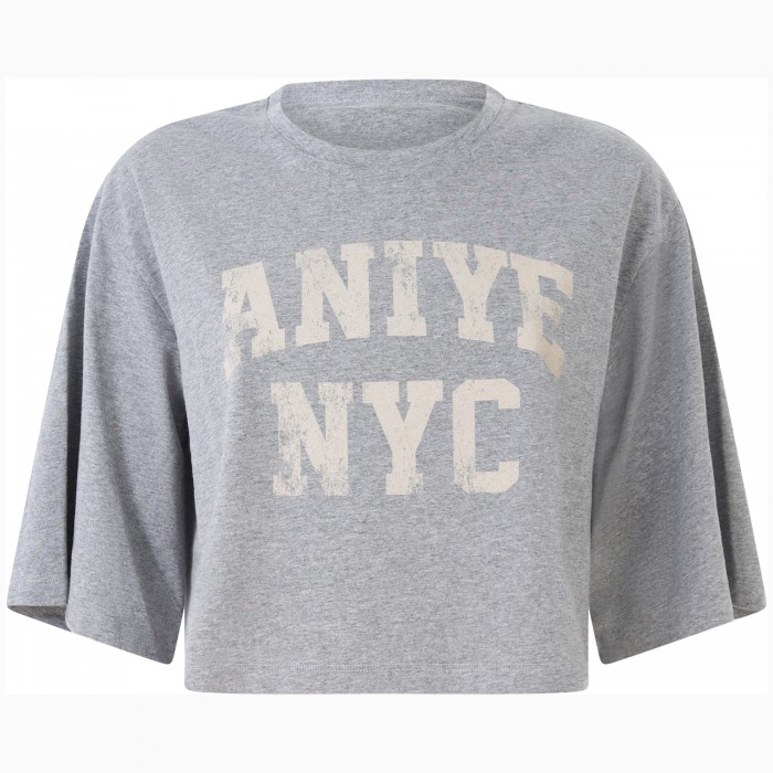 T-shirt grigia con logo per donna