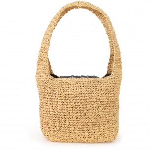 Borsa in rafia beige per donna
